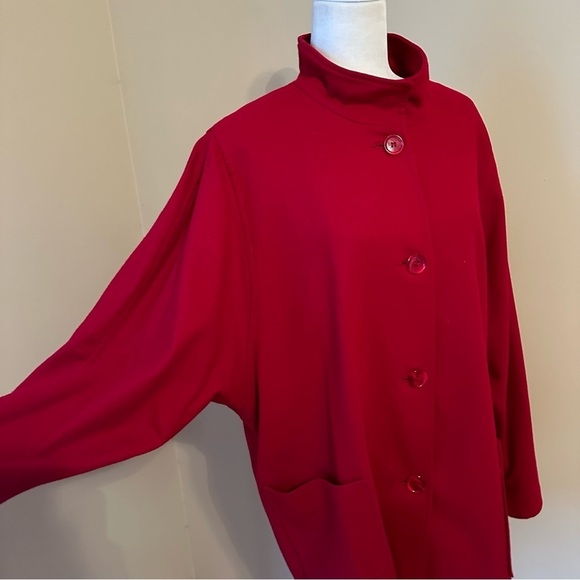 Kristen Blake 100% Merino Wool Dolman Sleeve Red Vintage Jacket Coat - Medium - Picture 5 of 14
